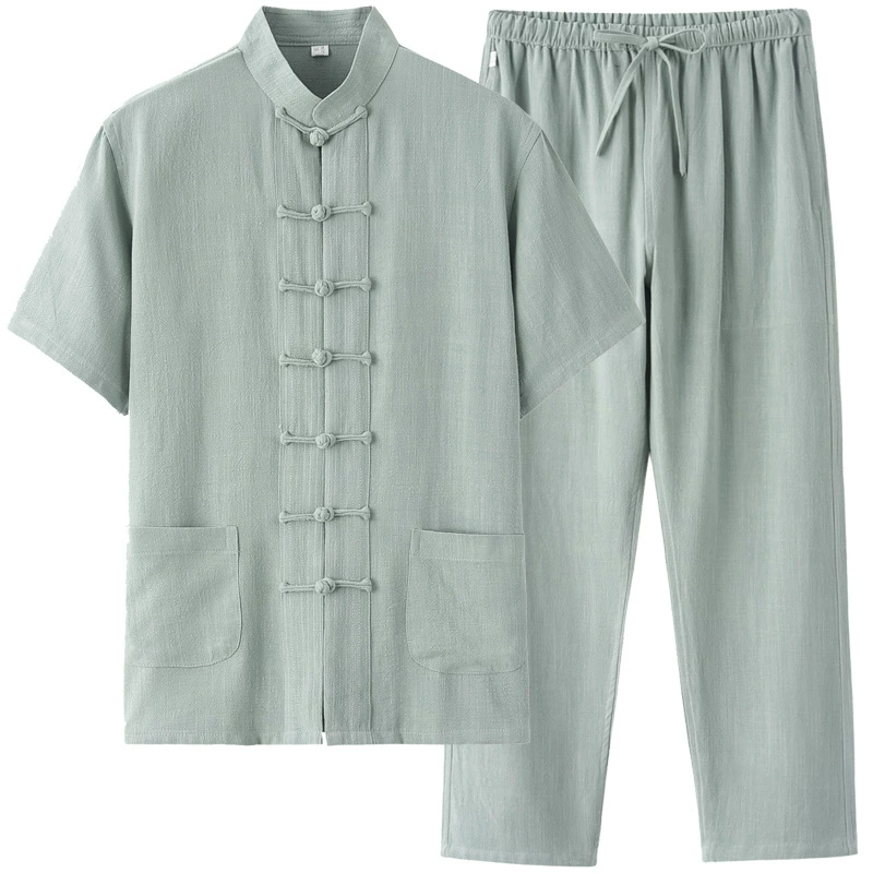 Summer retro set, Hanfu for elderly, with short sleeve, Chinese style