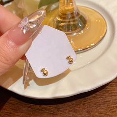 仿18K金电镀新中式福袋耳钉女小众高级感精致小巧耳环国潮耳饰品