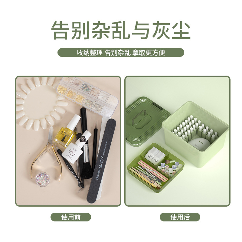 Caja de herramientas de manicure, máquina de fototerapia de gran capacidad, caja de almacenamiento de pegamento de manicure multicapa profesional para manicure