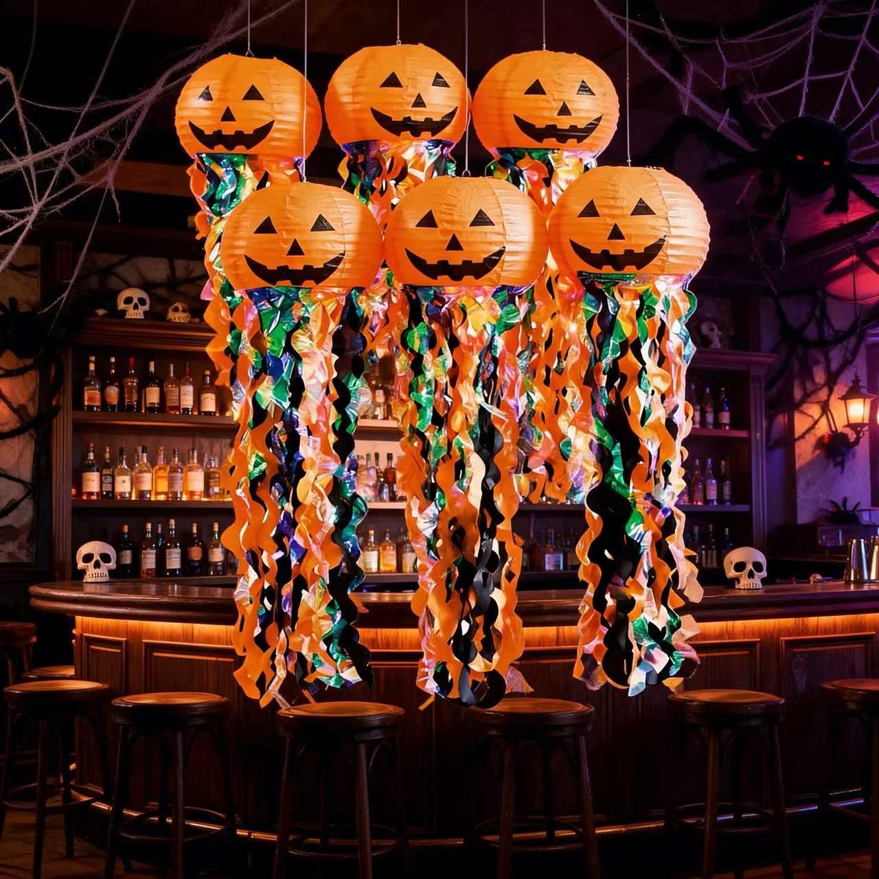 Halloween theme party rainbow jellyfish pumpkin smiley lantern bar…