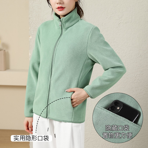 Double-sided polar fleece jacket for men and women, fleece jacket for women, thickened velvet winter sweatshirt for women, warm jacket liner