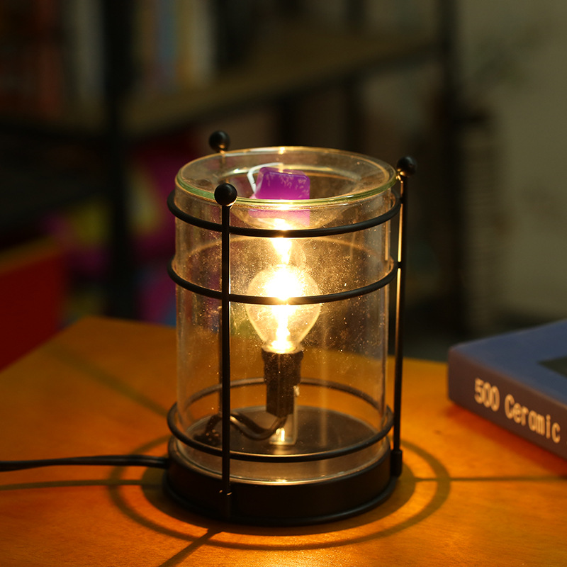 香薰融蠟燈 鐵藝家居臥室無明火精油燈咖啡廳奶茶店裝飾擺件LED燈