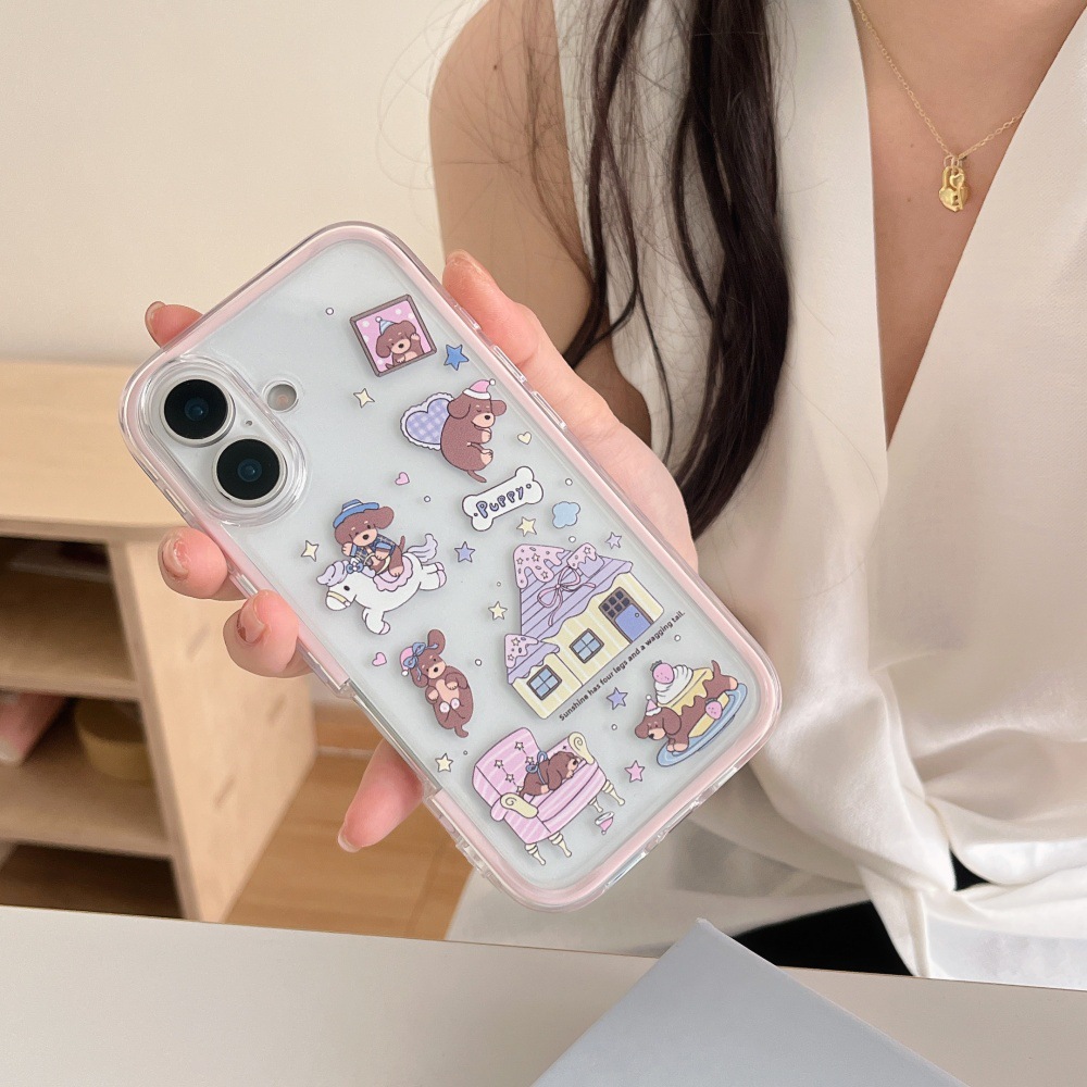 Divertida ilustración de perro salchicha de dibujos animados para Apple 16ProMax funda para teléfono móvil 15Pro dos en uno 14/13 nuevo 15