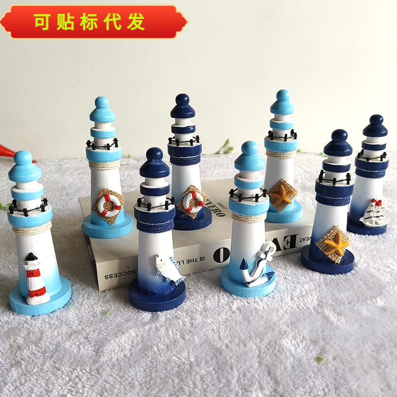 Mediterranean-Style Wooden Lighthouse Ornaments, Home Decorations, Creative Photography Props, Seaside Souvenirs Mediterranean-Style Wooden Lighthouse Ornaments, Home Decorations, Creative Photography Props, Seaside Souvenirs
