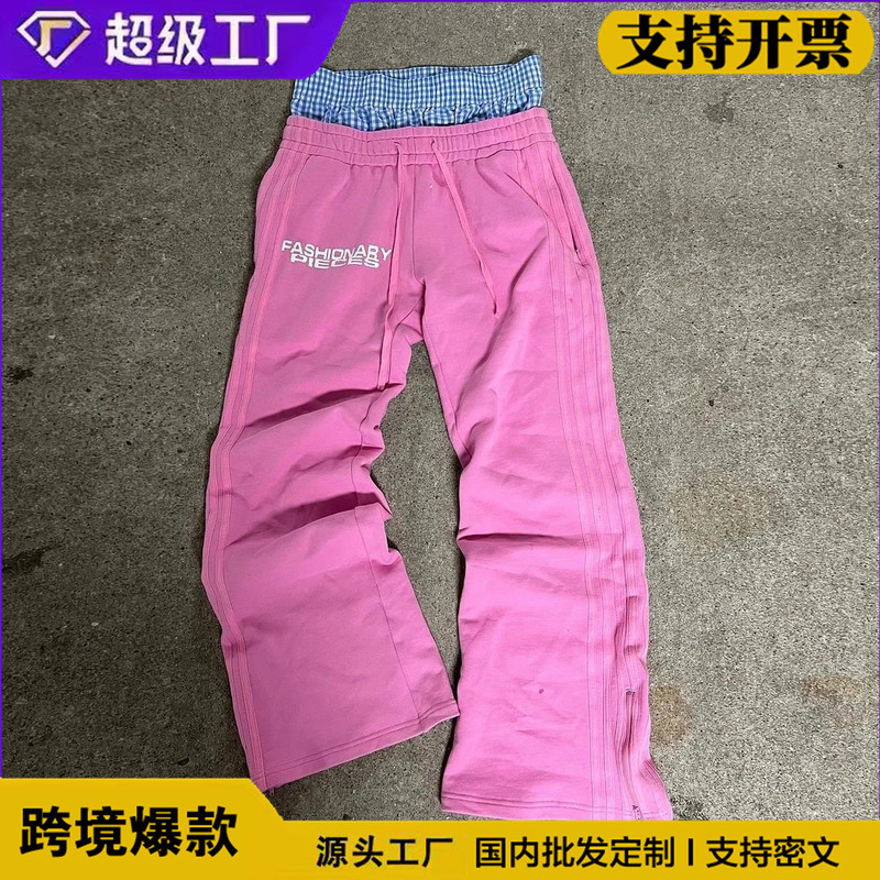 High Street Hip-Hop Straight-Leg Pants for Men and Women Y2K Harajuku Retro Striped Print Pants Oversized American Casual Pants Wholesale High Street Hip-Hop Straight-Leg Pants for Men and Women Y2K Harajuku Retro Striped Print Pants Oversized American Casual Pants Wholesale