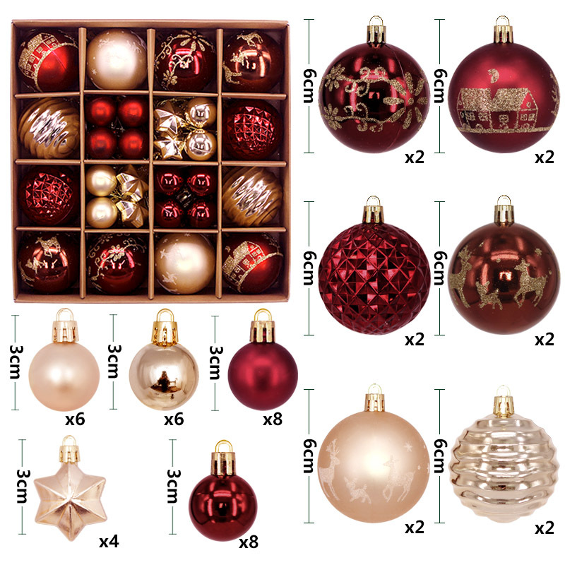 Juego de Esferas Navideñas Set de 44 Piezas 3-6 cm de Plástico Colgante para Árbol de Navidad image 24