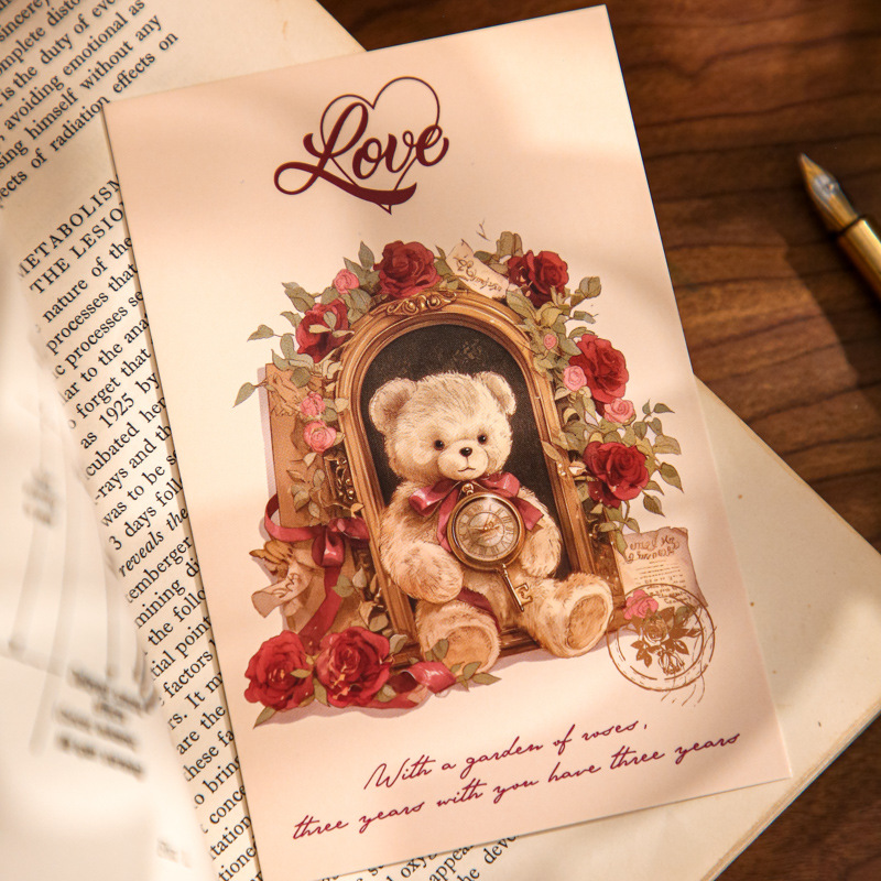 Mr. Paper Postales en caja Bear Romantic House Series Creative Advanced Sense Pintura al óleo Estilo Tarjeta de bendición conmemorativa