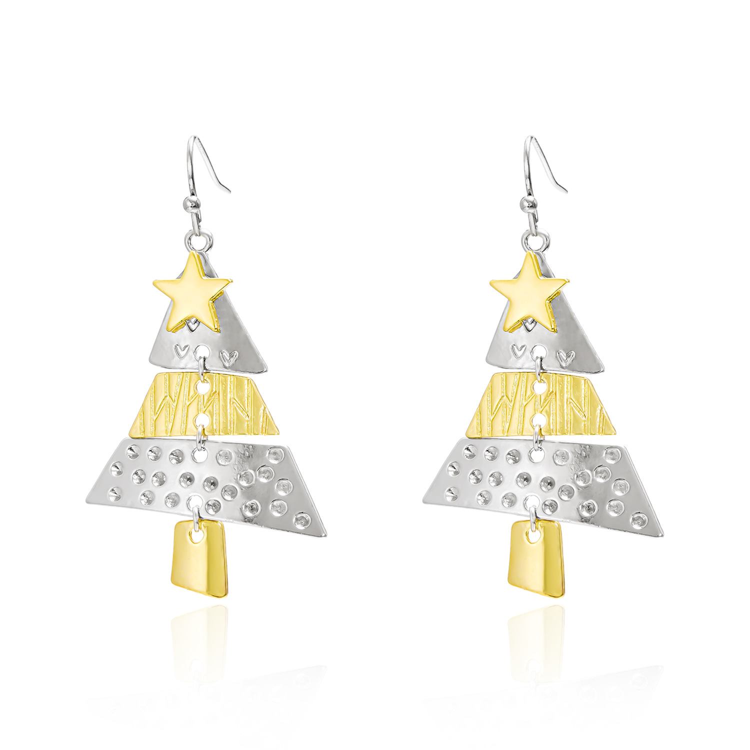 Christmas star Christmas tree pendant necklace female niche design Christmas tree earrings_voghion.com