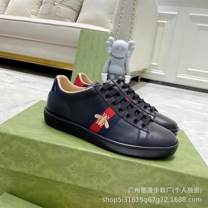 高品质G家小蜜蜂小白鞋女春秋经典百搭真皮刺绣情侣运动休闲板鞋|undefined