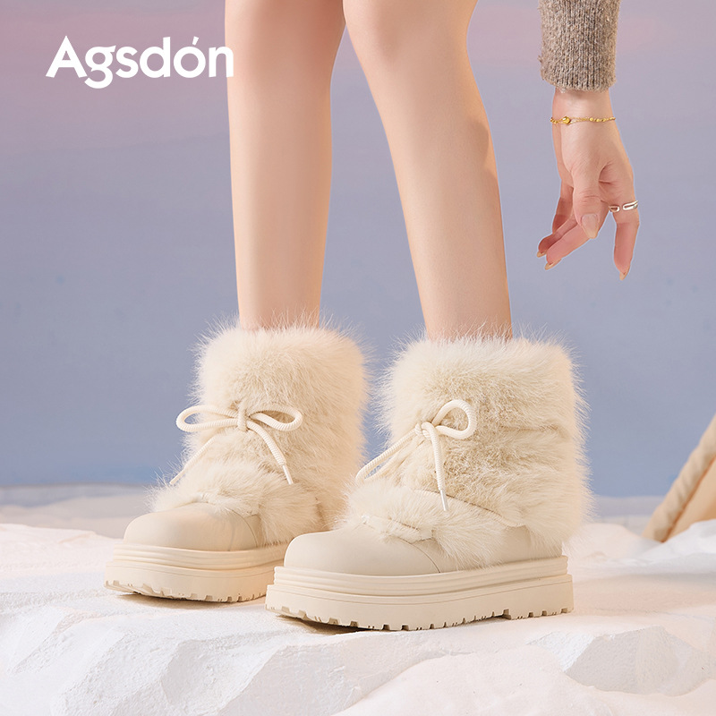 Botas de nieve de fondo grueso para mujeres 2025 nuevas botas de invierno gruesas botas cortas de algodón zapatos de seda