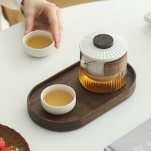 便携式一壶两杯玻璃旅行茶具套装户外露营简约喝茶装备随身快客杯