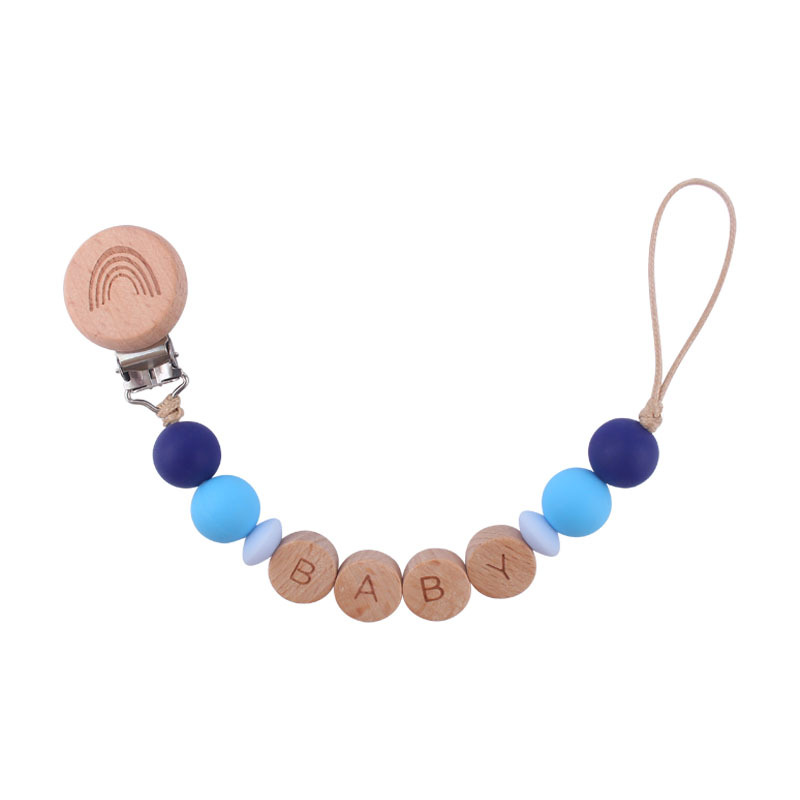 Nuevo bebé suministros de dibujos animados haya Arco Iris clip DIY nombre calmante bebé chupete cadena anti-gota cadena