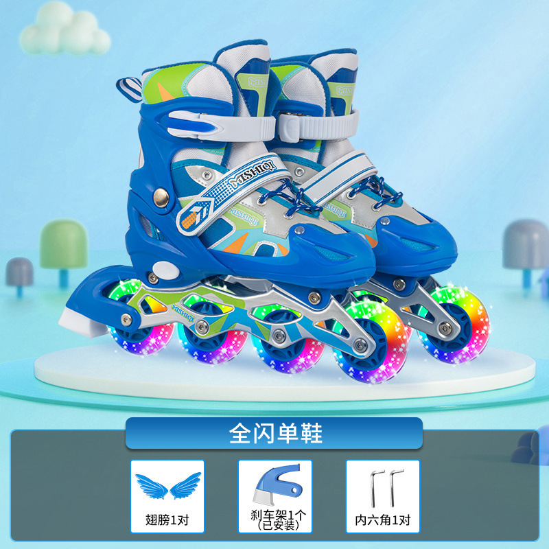 생동감 넘치는 파란색 풀 플래시 신발 한 켤레