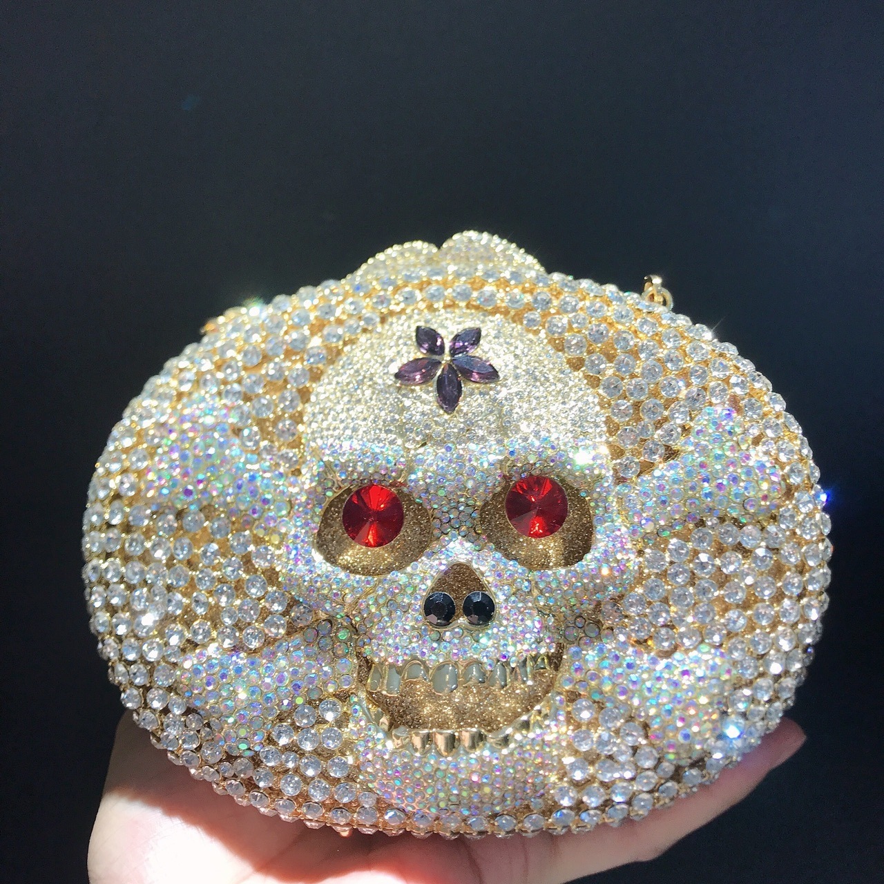 * Captain Pirate Skull Jewel Bag Banquete Cross-Border Diamond Diamond Handheld Bags Skull Clutch