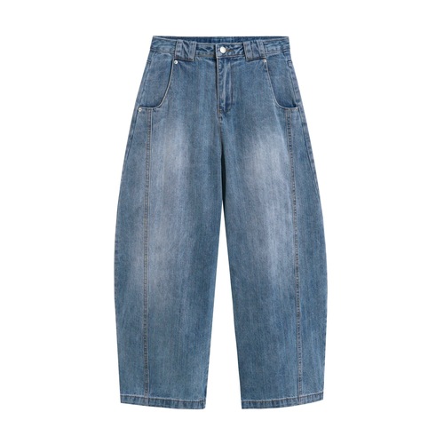 Decomposed Bamboo Joint Loose Bend Knife Jeans for Men and Women American Retro Wash Straight Leg Casual Pants