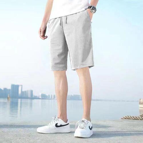 Men's Summer Sports Shorts, Ice Silk Thin, Quick-Drying Breathable, Five-Finger Shorts, Loose, Large Size, Casual, Men's Loose Bottoms