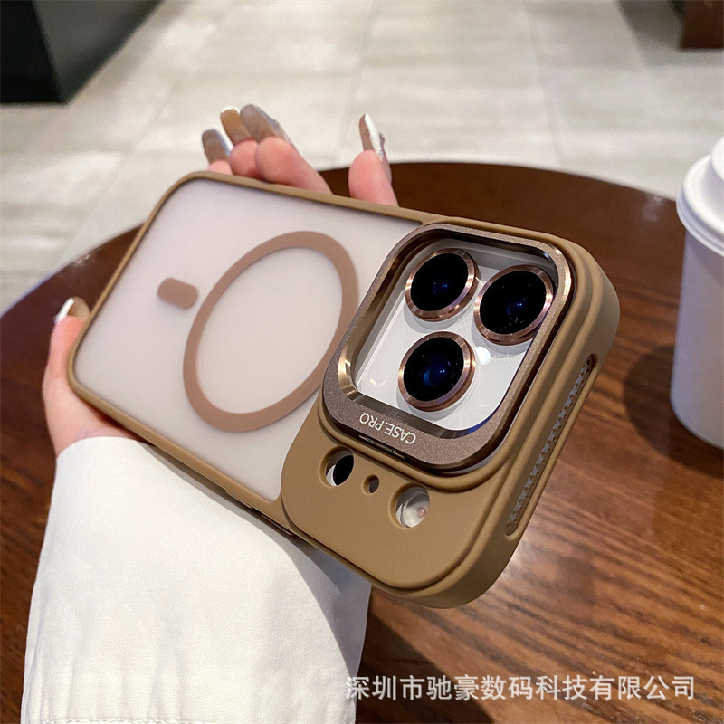适用iPhone17promax镜头支架手机壳苹果16肤感磨砂15防摔磁吸套14|undefined
