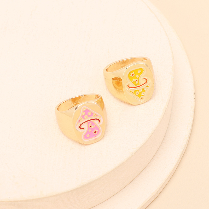8g Weight Women'S Gender Pink, Yellow Color One Size Size Wholesale Jewelry Retro Mushroom Glossy Ring Nihaojewelry 4