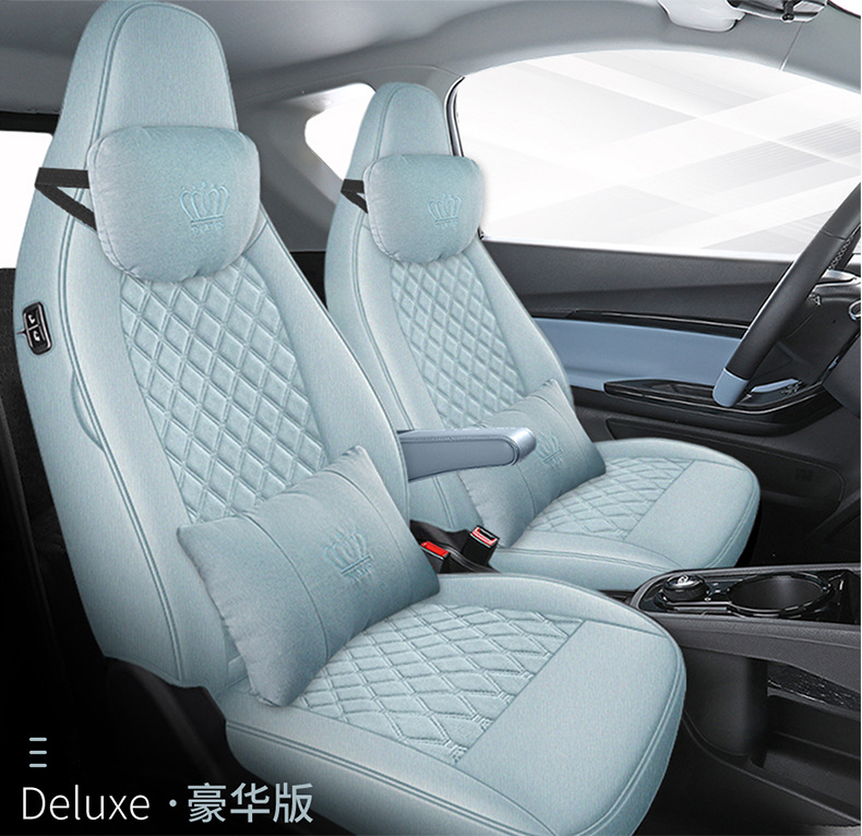 Chery Little Ant Car Seat Cover, Suitable for All Seasons, Linen Breathable Cushion Seat Cover, All-Inclusive Cotton and Linen Special Seat Cover