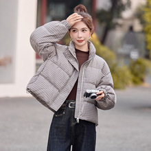 格子羽绒服女短款冬季加厚2025新款小个子白鸭绒面包服外套XR2523