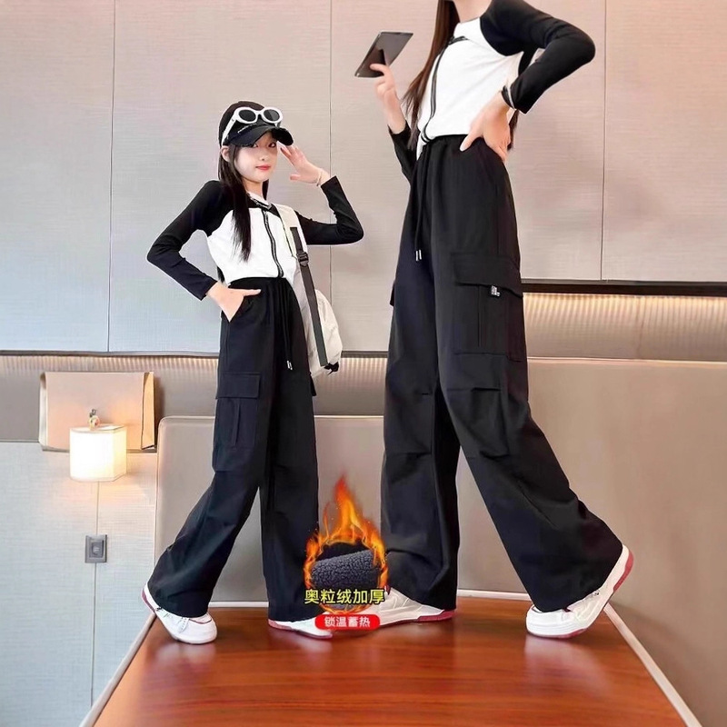 Girls' Fashion Street-Style Cargo Pants 2025 Spring and Autumn Children's Casual Straight-Leg Pants for Older Kids Trendy Cool Long Pants Girls' Fashion Street-Style Cargo Pants 2025 Spring and Autumn Children's Casual Straight-Leg Pants for Older Kids Trendy Cool Long Pants