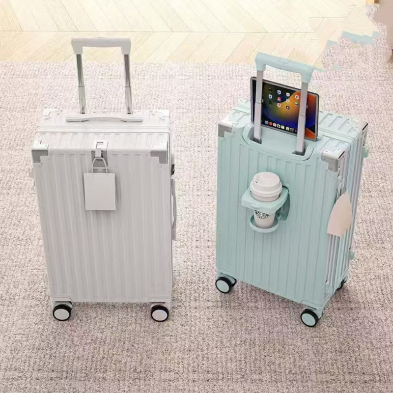 Maleta de cuero, maleta multifuncional, bolsa de hombre, maleta de viaje de gran capacidad, contraseña, maleta de tirón, cremallera de carga para mujeres