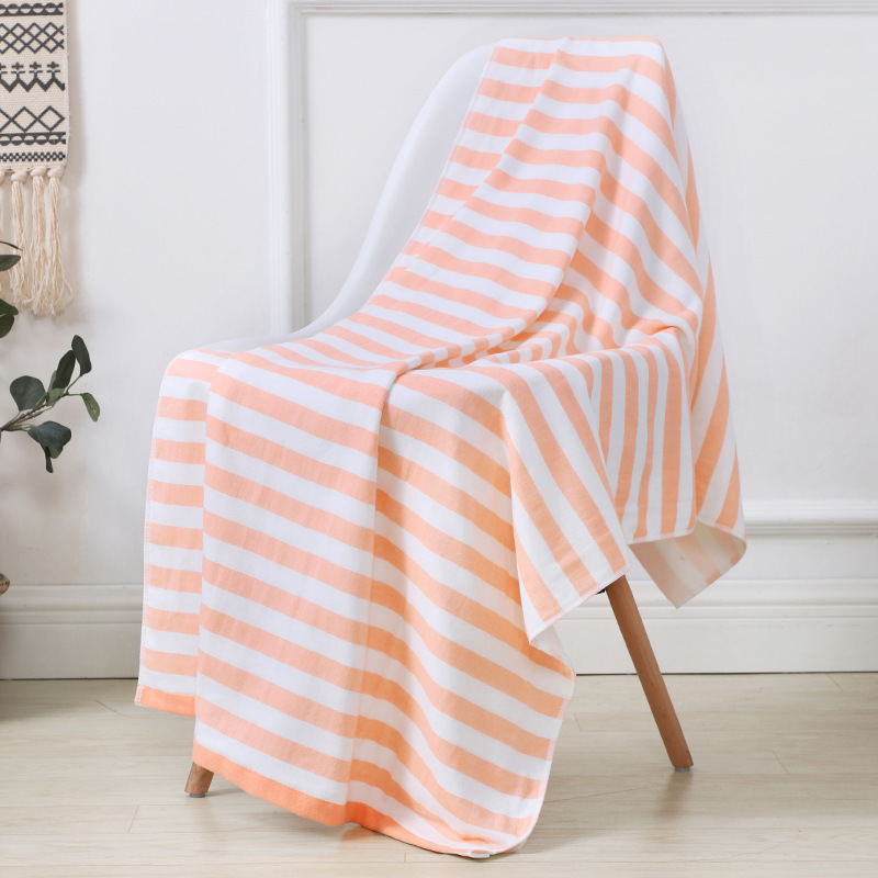 Toalla de baño de rayas de color de algodón 70*140 un lado Terry un velo tela hogar hombres y mujeres absorbente Toalla de playa de secado rápido