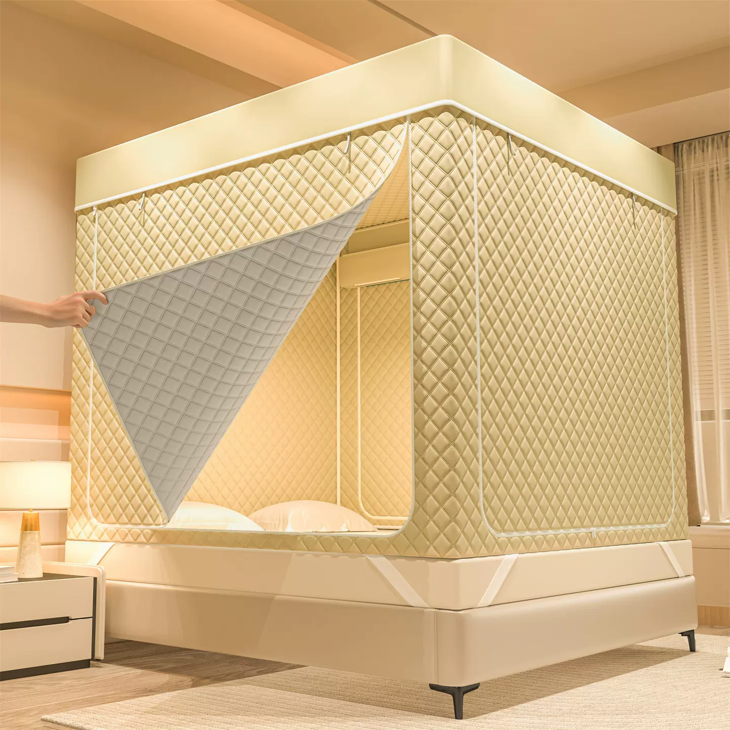 冬季室内帐篷家用秋冬防寒保暖蚊帐夹棉加厚上下铺0.9床1.2米1.5m