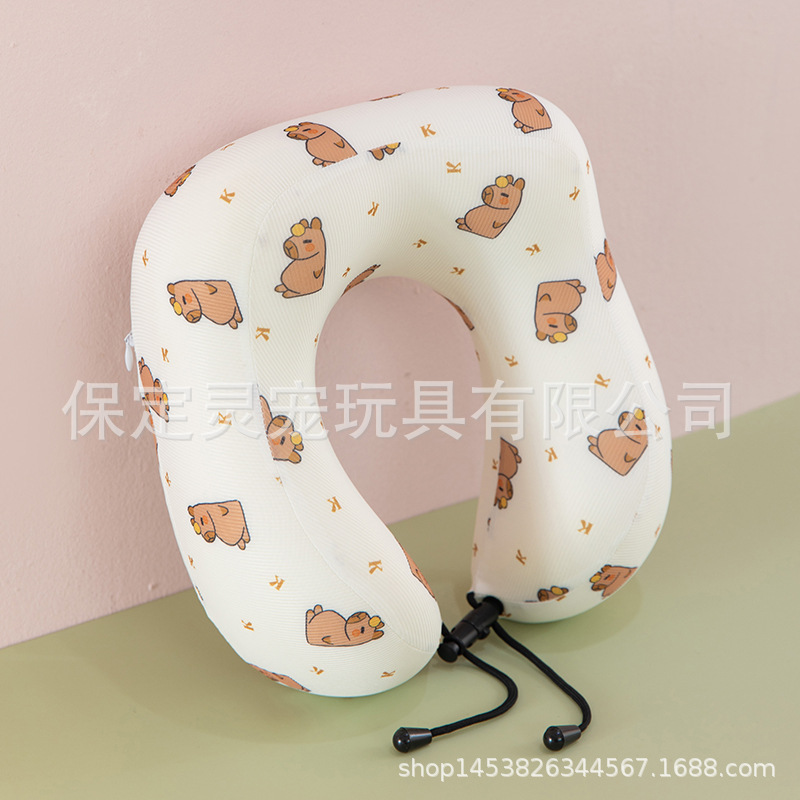 Almohada en forma de U de algodón con memoria de color sólido Almohada redonda para el cuello de viaje Almohada en forma de U de algodón con memoria cabeza con logotipo impreso al por mayor image 12