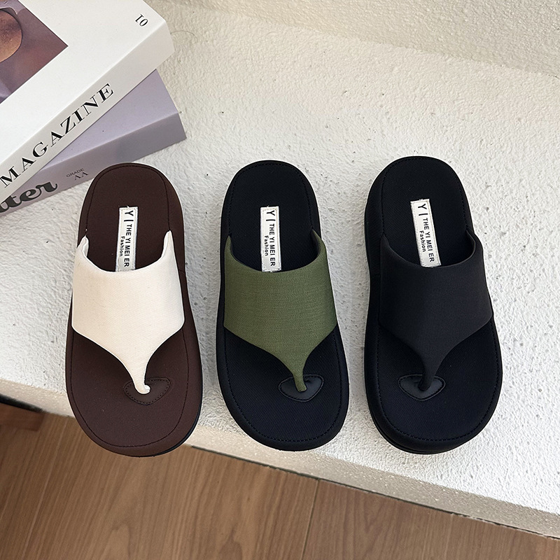 Women's Platform Flip Flops Korean Style Thick Soled Beach Sandals_voghion.com