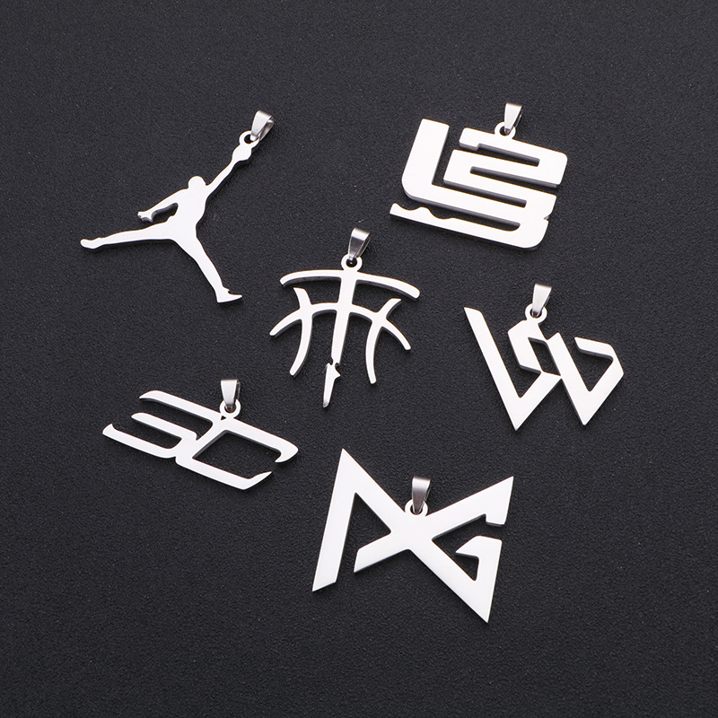 Stainless Steel Necklace for Men with Kobe, James, Curry, Durant, Irving Star Pendants, Laser-Engraved for Fans