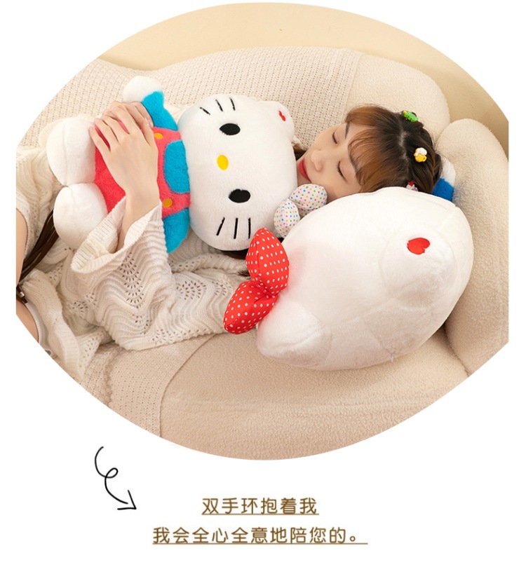 Hello Kitty plush toy KT cat with bow, large sleeping pillow doll