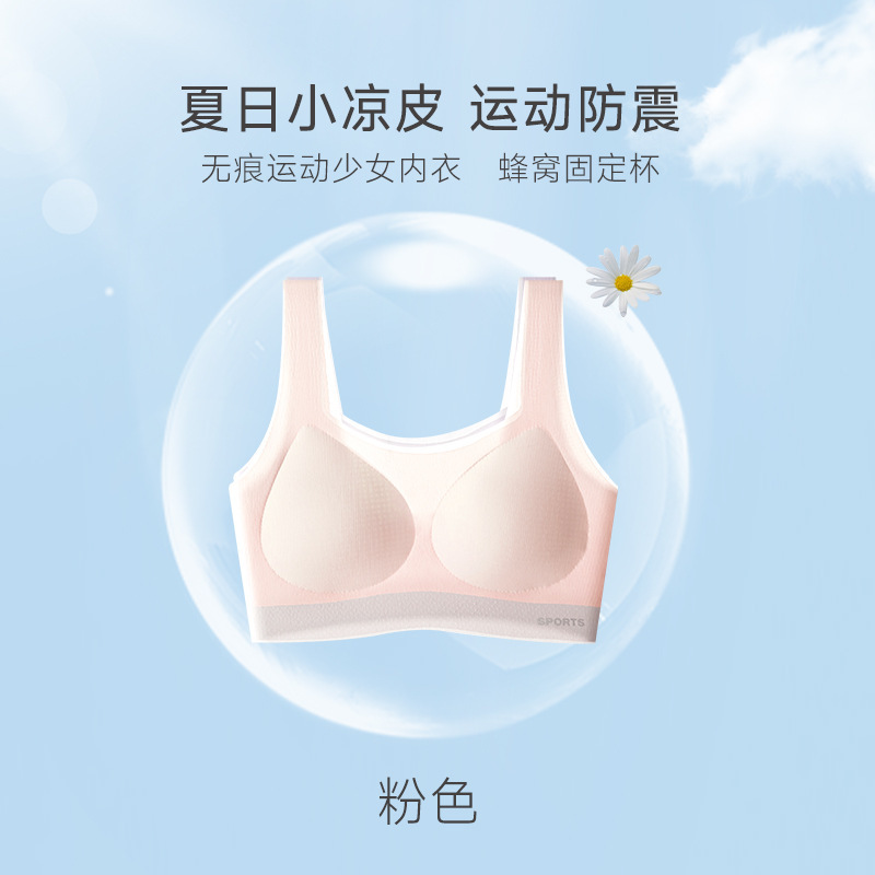 中学生・高校生 12～16歳 シームレスブラジャー 下着 女の子 発育期 アイスシルク 軽量ブラベスト|undefined