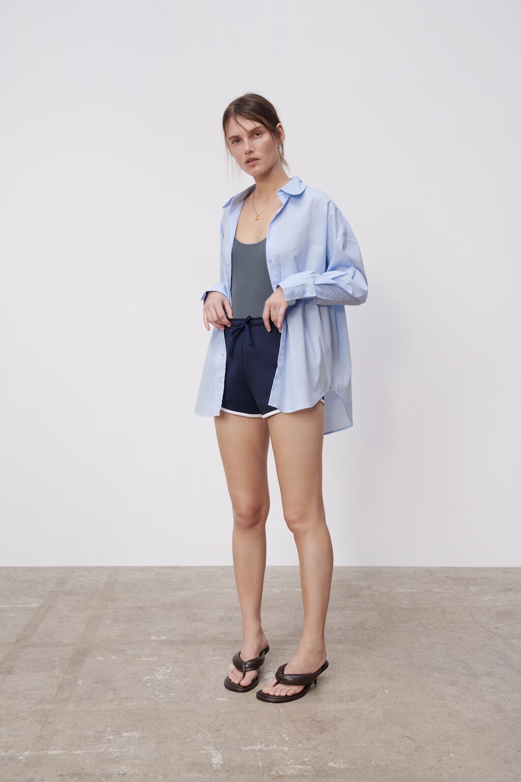 Original PB&ZA2298058 Multi-color Basic Top Loose Long-sleeve Poplin Shirt 4387023_ecoleips.com