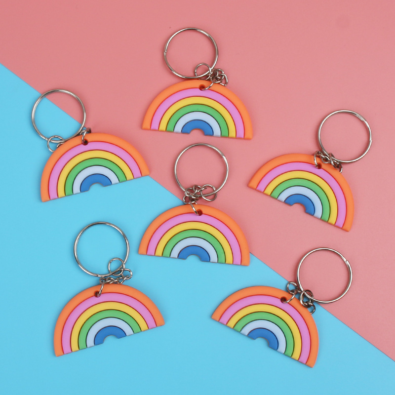 Creativo de siete colores del arco iris llavero colgante Día de San Valentín bolsa de coche llavero adornos pequeño regalo accesorios del arco iris