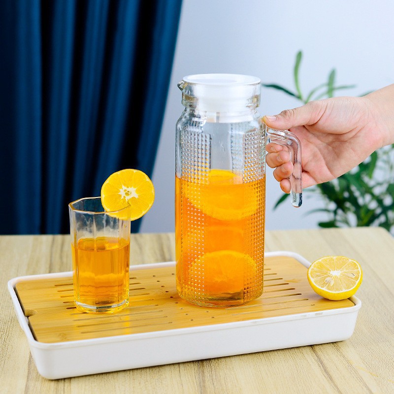 Set de jarra de vidrio grueso, gran capacidad, minimalista, uso doméstico