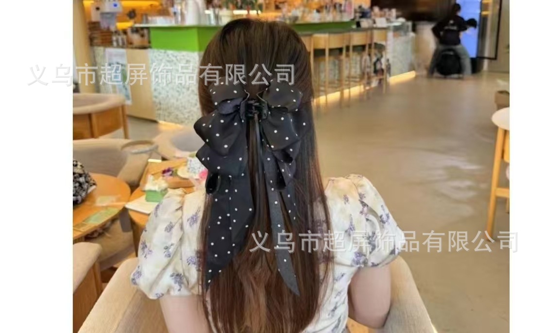 검은색 물방울무늬 리본 [집게핀]