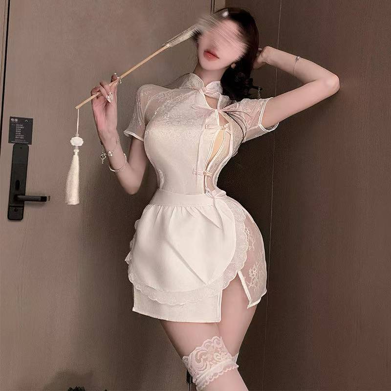 Cosplay Sexy Royal Sister Semi-Transparent Nightgown Chinese Girl Maid Apron Chinese Cheongsam Pure Desire Small Breast Uniform Female