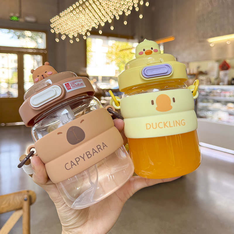 Cute handheld cartoon children's glass for students with glass