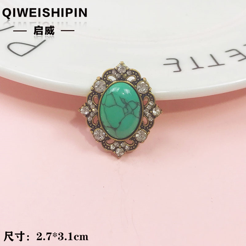 启威长方形花盘珍珠钻五角diy材料 水钻扣鞋包包花配饰  合金配件|undefined