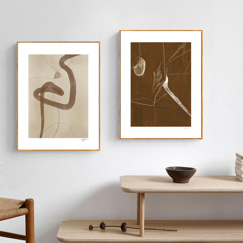 丹麦liveart莫兰迪侘寂风装饰画客厅墙挂画抽象艺术走廊民宿壁画