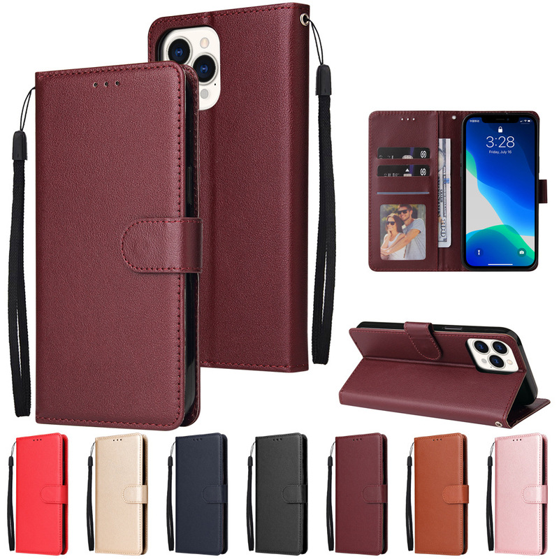 For iPhone13pro Max three card photo frame iPhone12mini card holder flip phone leather case