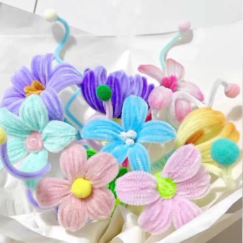 [Venta directa] barra de torsión cifrada veludo ramo de flores hechas a mano DIY paquete de materiales para niños jardín de infantes interacción padre-hijo