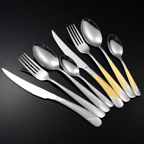 Cross-border star diamond stainless steel tableware cutlery set hotel western steak knife fork dessert fork spoon