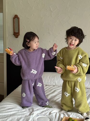 Winter New Children's Cloud Cotton Cartoon Homecoming Set Baby Thick Pajama Set for Maichang Season 