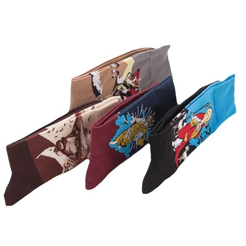 Fashionable colorful trendy socks casual couple socks wholesale famous painting series mid-calf men's socks cross-border socks