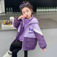Стеганая утолщенная куртка Kuromi для девочек, осень-зима 2024, новая детская куртка «три в одном», детская хлопковая куртка