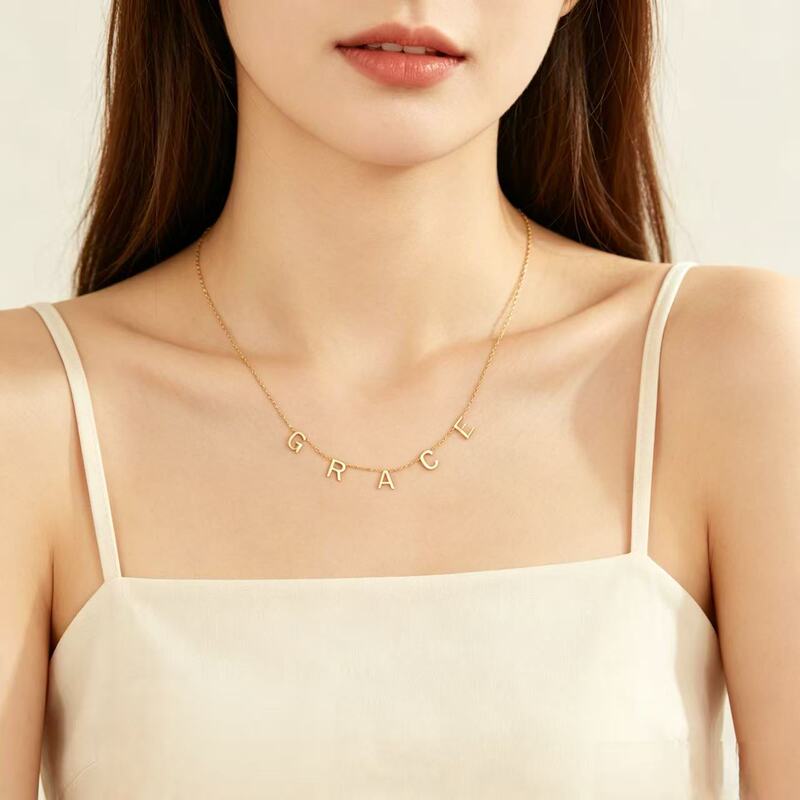 European and American Style Titanium Steel 26-Letter Necklace DIY Personalized Engraved Name Pendant Niche Light Luxury Versatile Clavicle Chain European and American Style Titanium Steel 26-Letter Necklace DIY Personalized Engraved Name Pendant Niche Light Luxury Versatile Clavicle Chain