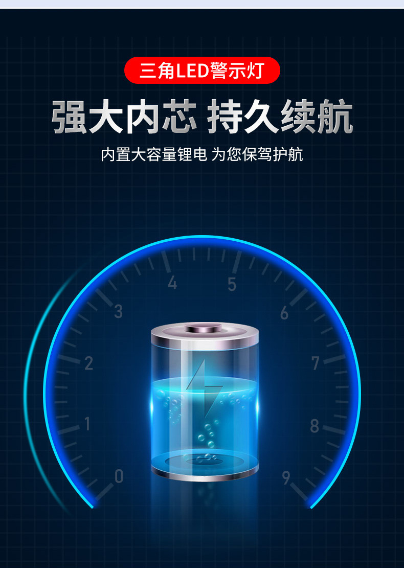 Car Tripod Warning Sign Car Triangle Warning Sign Automatic Light-Emitting Tripod Flashing Solar Emergency Light