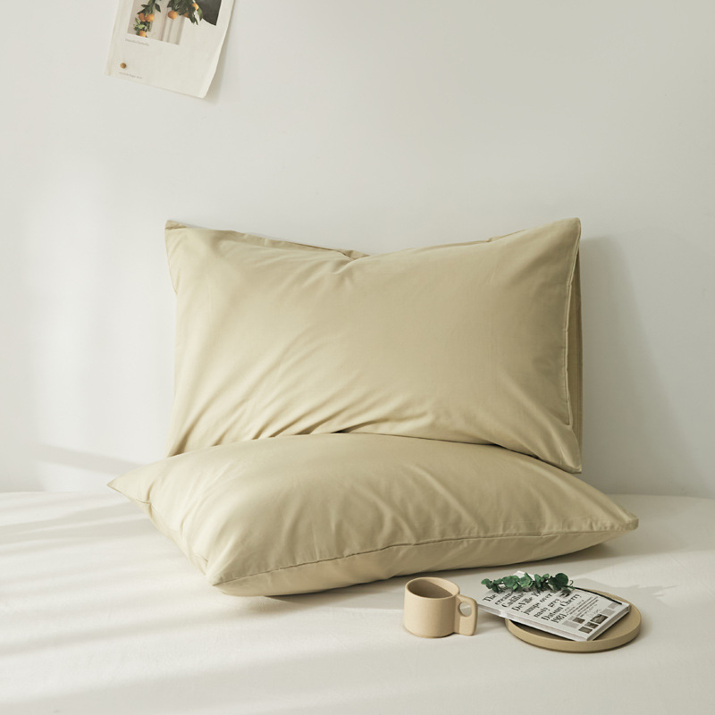 Algodón de alta calidad 60s una sola funda de almohada de algodón lavado con agua funda de almohada de algodón de color sólido funda de almohada de piel un par de 100 funda de almohada de algodón